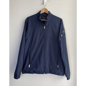 Greg Norman Shark Logo Full Zip Performance Jacket Blue Men’s Large Golf Stretch